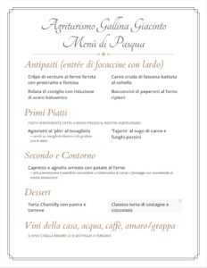 Menù Pasqua 2018