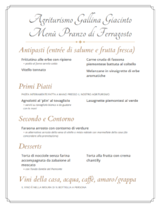 Pranzo Ferragosto 2020