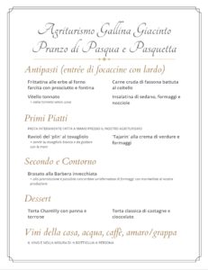 Pranzo Pasqua e Pasquetta 2024